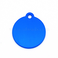 Colored Aluminum Pendants, Laser Cut, Double Sided Dog Pet Name Phone Number ID Tag Charm, Flat Round, Blue, 36x31.5x1mm, Hole: 3mm(ALUM-S018-JA635-7)