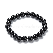 Natural Obsidian Stretch Beaded Bracelets, Round, Inner Diameter: 2-1/8 inch(5.5cm), Beads: 8~9mm(G-A185-01A)