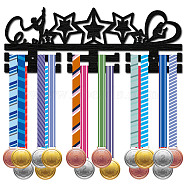 Fashion Wood Medal Hanger Holder, 2 Line Display Wall Rack, with Screws & Anchor Plug, Gymnastics, Star, 148x400mm, Hole: 5mm(ODIS-WH0041-045)