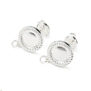 304 Stainless Steel Stud Earring Findings, Earring Setting for Enamel, with Jump Rings and Ear Nuts, Flat Round, 925 Sterling Silver Plated, 13.5x11.5mm, Hole: 2.8mm, Pin: 0.7mm, Tray: 7.5mm(STAS-N097-249S)