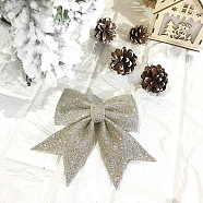 Glitter Foam Bowknot Ornament Accessories, for Party Christmas Tree Decoration, Dark Khaki, 140x165x13mm, 2pcs/set(FIND-N005-04A)