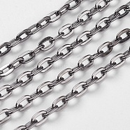 Iron Cable Chains, Unwelded, with Spool, Flat Oval, Cadmium Free & Lead Free, Gunmetal, 5.9x3.9x1mm, about 164.04 Feet(50m)/roll(CH-1.0PYSZ-B)