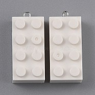 Opaque Acrylic Pendants, with Platinum Iron Loop, Long Rectangle Building Block Charms, Old Lace, 36x16x11.5mm, Hole: 1.5mm(MACR-B0001-02O)