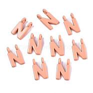 Spray Painted Alloy  2-Loop Link Pendants, Cadmium Free & Lead Free, Letter, Letter.N, 13.5x8x1.5mm, Hole: 2mm(PALLOY-T075-48N-RS)