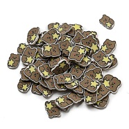 Handmade Polymer Clay Beads, No Hole, Bear, Coffee, 5.5~7x3.5~6x0.5mm, about 62500pcs/500g(CLAY-P003-14A)