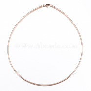 Casual Style 304 Stainless Steel Snake Chain Choker Necklaces, with Lobster Claw Clasps, Rose Gold, 17.7 inch(45cm)(STAS-O037-05RG)