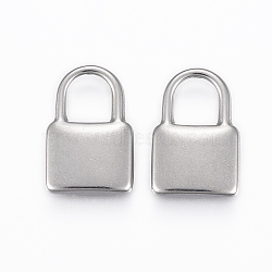 304 Stainless Steel Pendants, Padlock, Stainless Steel Color, 18.5x12.5x3mm, Hole: 7x6mm(STAS-H416-82P)