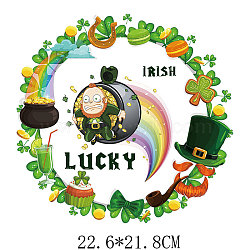 Saint Patrick's Day Theme PET Sublimation Stickers, Heat Transfer Film, Iron on Vinyls, for Clothes Decoration, Hat, 218x226mm(PW-WG82990-01)