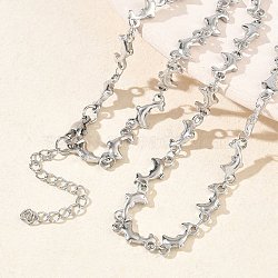 304 Stainless Steel Dolphin Link Chain Necklaces for Women, Tarnish Free, Stainless Steel Color, 15.75 inch(40cm)(NJEW-G201-02P)