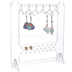 Acrylic Earring Display Stands, Clothes Hanger Shaped Earring Organizer Holder with 6Pcs Clear Hangers, Clear, Finish Product: 20x4.9x20.7cm(EDIS-WH0029-86)
