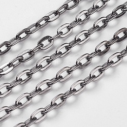 Iron Cable Chains, Unwelded, with Spool, Flat Oval, Cadmium Free & Lead Free, Gunmetal, 5.9x3.9x1mm, about 164.04 Feet(50m)/roll(CH-1.0PYSZ-B)