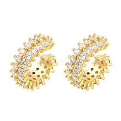 Rack Plating Brass Cubic Zirconia Cuff Earrings, Long-Lasting Plated, Lead Free & Cadmium Free, Real 18K Gold Plated, 13x5mm(EJEW-K245-39G)