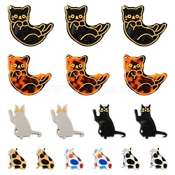 Cat/Kitten Pendant Kit for DIY Jewelry Making Finding Kit, Including Epoxy Resin & Cellulose Acetate(Resin) & Acrylic Pendants, Mixed Color, 23.5~39x20~35x2~2.5mm, Hole: 0.8~1.5mm, 14pcs/box(DIY-LS0004-04)