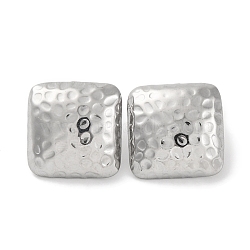 304 Stainless Steel Square Stud Earrings, Stainless Steel Color, 18x17.5mm(EJEW-D281-28S)