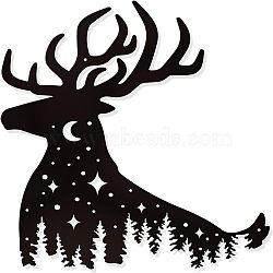 Iron Wall Art Decorations, for Front Porch, Living Room, Kitchen, Matte Style, Reindeer Pattern, 267x300x1mm(HJEW-WH0067-074)