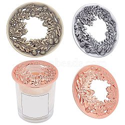 PandaHall Elite 3Pcs 3 Colors Alloy Candle Lids, Candle Toppers, Jar Candle Accessories, Flat Round with Sculped Leaf, Mixed Color, 8x1.3cm, Inner Diameter: 6.6cm, 1pc/color(FIND-PH0004-40)