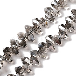 Pearl Luster Plated Electroplate Beads Strands, Faceted, Rhombus, Gray, 8.5x6mm, Hole: 0.9mm, about 98~99pcs/strand, 12.99~14.57''(33~37cm)(EGLA-H104-07A-PL01)