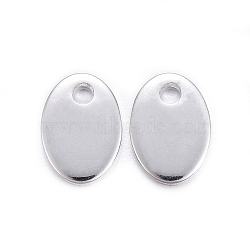 201 Stainless Steel Charms, Stamping Blank Tag, Oval, Silver Color Plated, 7x5x0.8mm, Hole: 1mm(X-STAS-H557-34S)
