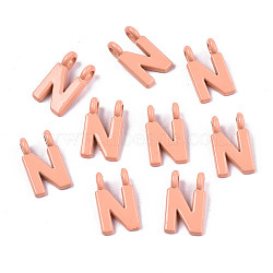 Spray Painted Alloy  2-Loop Link Pendants, Cadmium Free & Lead Free, Letter, Letter.N, 13.5x8x1.5mm, Hole: 2mm(PALLOY-T075-48N-RS)