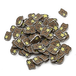 Handmade Polymer Clay Beads, No Hole, Bear, Coffee, 5.5~7x3.5~6x0.5mm, about 62500pcs/500g(CLAY-P003-14A)