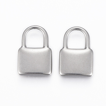 304 Stainless Steel Pendants, Padlock, Stainless Steel Color, 18.5x12.5x3mm, Hole: 7x6mm