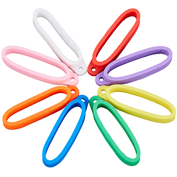 32Pcs 8 Colors Silicone Pendant, Oval, Mixed Color, 46x14x8mm, Hole: 2mm, Inner Diameter: 36x10mm, 4pcs/color