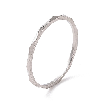 201 Stainless Steel Rhombus Finger Ring for Women, Stainless Steel Color, Inner Diameter: 17mm
