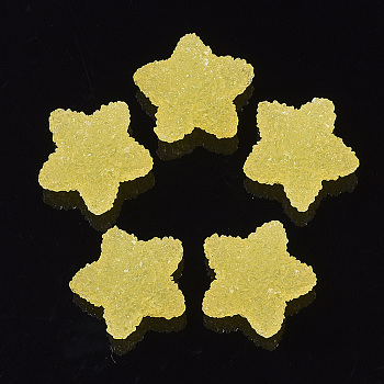 Resin Cabochons, Star, Yellow, 17~18.5x17.5~19x9~10mm