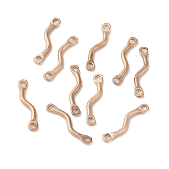 Ion Plating(IP) 304 Stainless Steel Links Connector Charms, Twisted Bar, Rose Gold, 14x2.5x1.2mm, Hole: 1.2mm