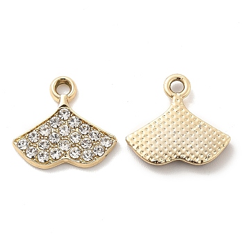 UV Plating Alloy Pendants, with Crystal Rhinestone, Fishtail Charms, Golden, 14x15x2mm, Hole: 1.5mm