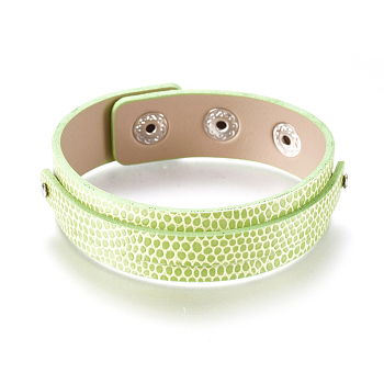PU Leather Watch Band Strap, Watch Belt, Fit Slide Charms, with Iron Clasps, Platinum, Pale Green, 8 inch(20.4cm), 18x6mm
