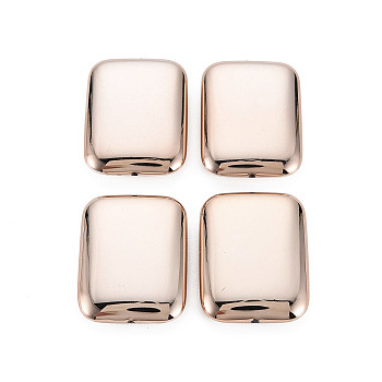 UV Plating Acrylic Beads, Rectangle, Rose Gold Plated, 30x22x6mm, Hole: 1.2mm