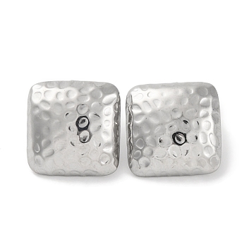 304 Stainless Steel Square Stud Earrings, Silver, 18x17.5mm