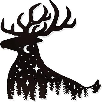 Iron Wall Art Decorations, for Front Porch, Living Room, Kitchen, Matte Style, Reindeer Pattern, 267x300x1mm