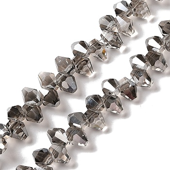 Pearl Luster Plated Electroplate Beads Strands, Faceted, Rhombus, Gray, 8.5x6mm, Hole: 0.9mm, about 98~99pcs/strand, 12.99~14.57''(33~37cm)