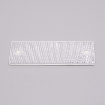 Plastic Adhesive Reflective Stickers for Cars, Rectangle with Hole, White, 150x47x6mm, Hole: 5mm