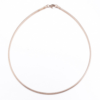 Casual Style 304 Stainless Steel Snake Chain Choker Necklaces, with Lobster Claw Clasps, Rose Gold, 17.7 inch(45cm)