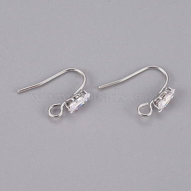 Real Platinum Plated Brass+Cubic Zirconia Earring Hooks