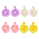 4 Pairs 4 Colors Bohemian Style Raffia Flower Dangle Stud Earrings with Iron Pins(EJEW-FI0002-26)-1