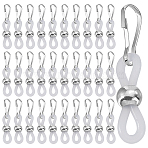 60Pcs Silicone Zipper Pulls, with Iron Clasp, Zipper Replacemnt Accessories, for Suitcase, Bag, Costume, White, 34mm, 60pcs/set(HJEW-WH00154)