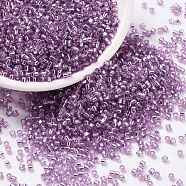 Cylinder Seed Beads, Silver Lined, Round Hole, Uniform Size, Dark Violet, 2x1.5mm, Hole: 0.8mm, about 888pcs/10g(X-SEED-H001-G20)