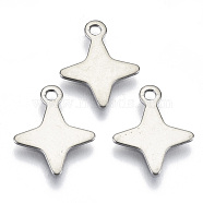 201 Stainless Steel Pendants, Laser Cut, Star, Stainless Steel Color, 13.5x11x0.7mm, Hole: 1.4mm(X-STAS-R116-044)