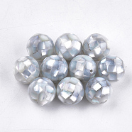Resin Beads, with Shell, Round, Gray, 12mm, Hole: 1mm(SSHEL-T007-12mm-04)