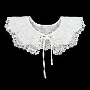 Polyester Computerized Embroidery Collar, Detachable Lace Neckline Trim, Garment Accessories, White, 41x41x0.1cm(AJEW-WH0250-78)