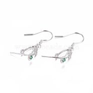 925 Sterling Silver Earring Findings, with Micro Pave Cubic Zirconia, Bar Links and Ice Pick Pinch Bail, Platinum, 27mm, Pin: 0.7mm and 0.8mm(STER-F048-46P)