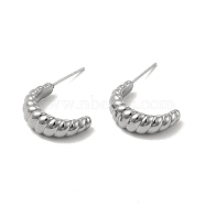 304 Stainless Steel Stud Earing, Crescent Moon, Stainless Steel Color, 17.5x6x13mm, Pin: 0.8mm(STAS-P319-38P)