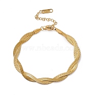 304 Stainless Steel Twist Rope Chain Bracelet for Men Women, Golden, 6-3/4 inch(17cm)(BJEW-P284-02G)