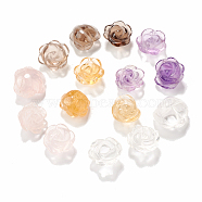 Natural Mixed Gemstone Beads, Natural Smoky Quartz & Citrine & Rose Quartz & Amethyst & Quartz Crystal Bead, Flower, 12~16x11.5~15x7~11mm, Hole: 0.8~1mm(G-C054-10)