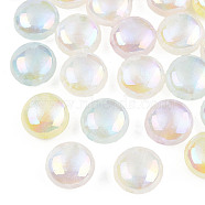 Plating Acrylic Beads, Pearlized, Flat Round, Mixed Color, 18x11mm, Hole: 3mm(OACR-N010-046)