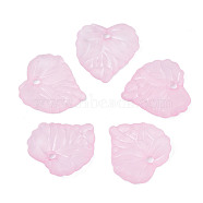 Transparent Acrylic Pendants, Frosted, Heart, Pearl Pink, 16x15x3mm, Hole: 1.8mm, about 1400pcs/500g(TACR-S157-01E)